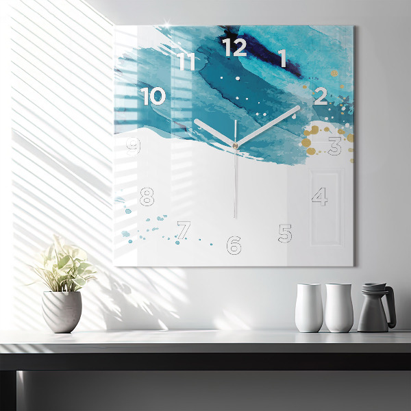 Square wall clock Brush strokes