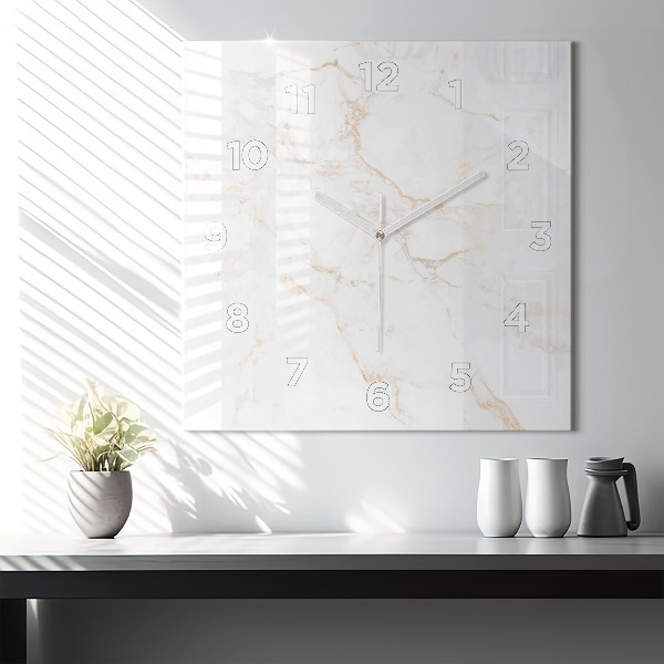 Square wall clock Elegant marble