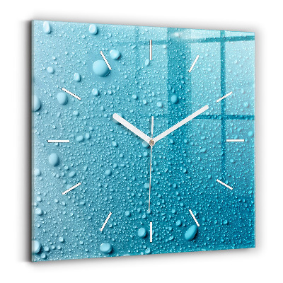 Square wall clock Water drops on glass