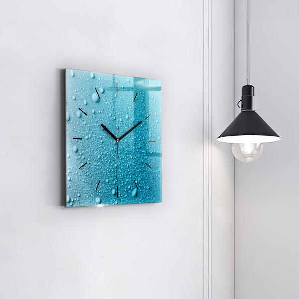 Square wall clock Water drops on glass