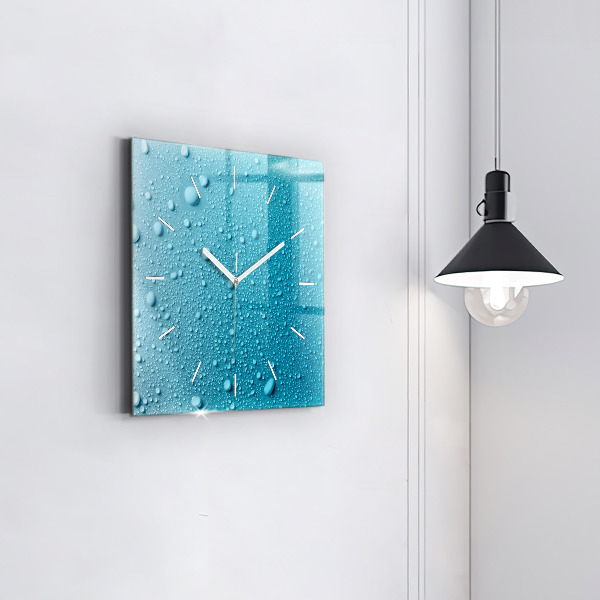 Square wall clock Water drops on glass