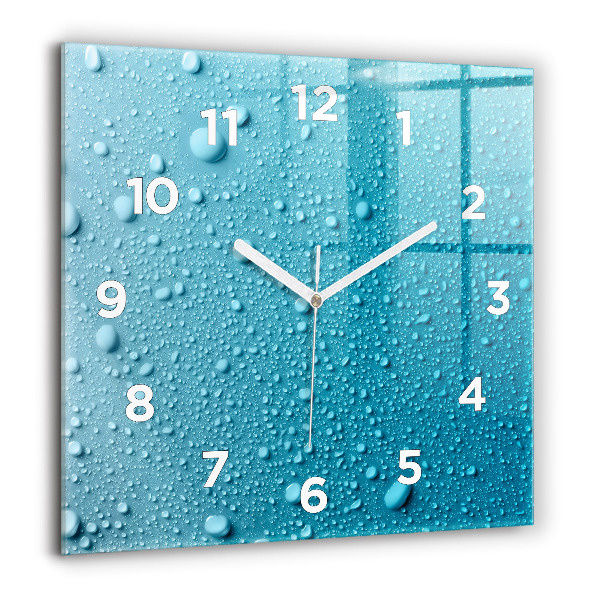Square wall clock Water drops on glass