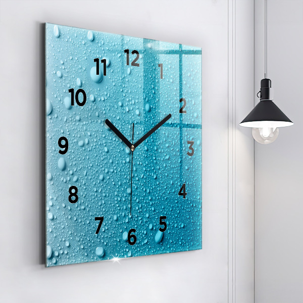 Square wall clock Water drops on glass