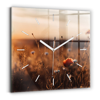 Square wall clock Field sunrise