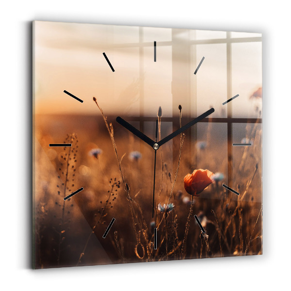 Square wall clock Field sunrise