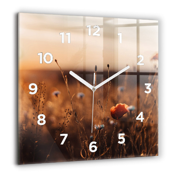 Square wall clock Field sunrise