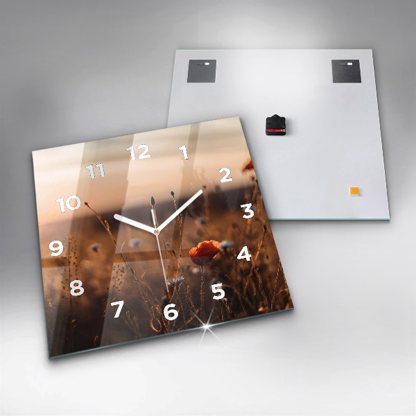 Square wall clock Field sunrise