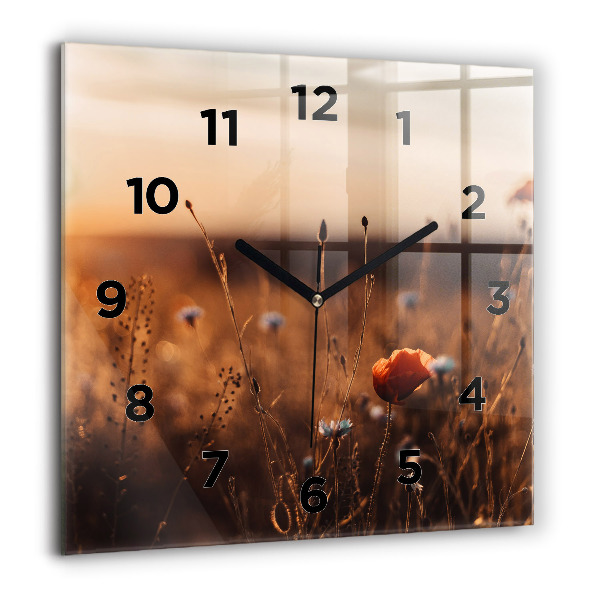 Square wall clock Field sunrise