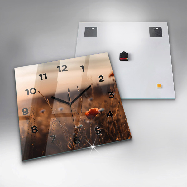Square wall clock Field sunrise