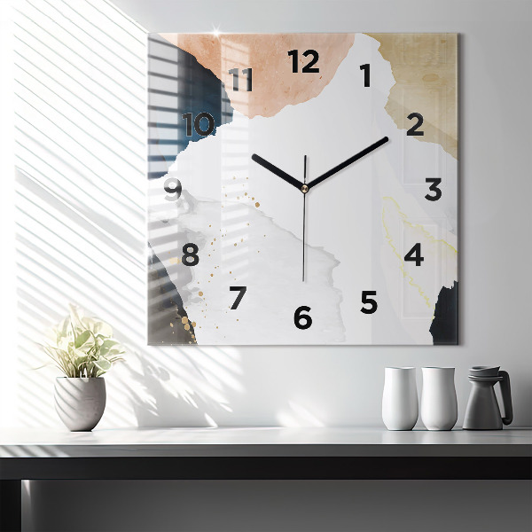 Square wall clock Abstraction spots