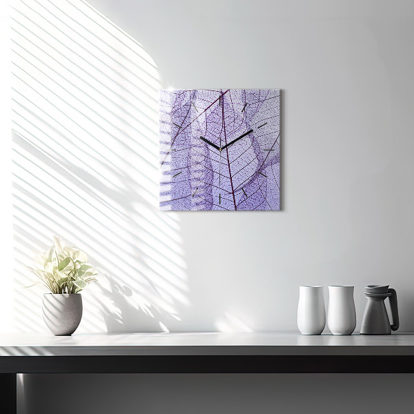 Square wall clock Leaves – nature