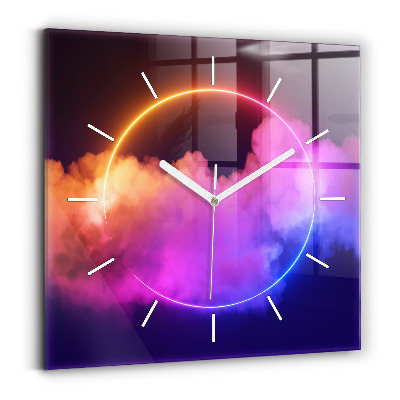 Square wall clock 3D smoke abstract