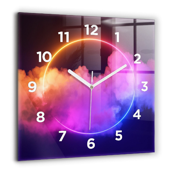 Square wall clock 3D smoke abstract