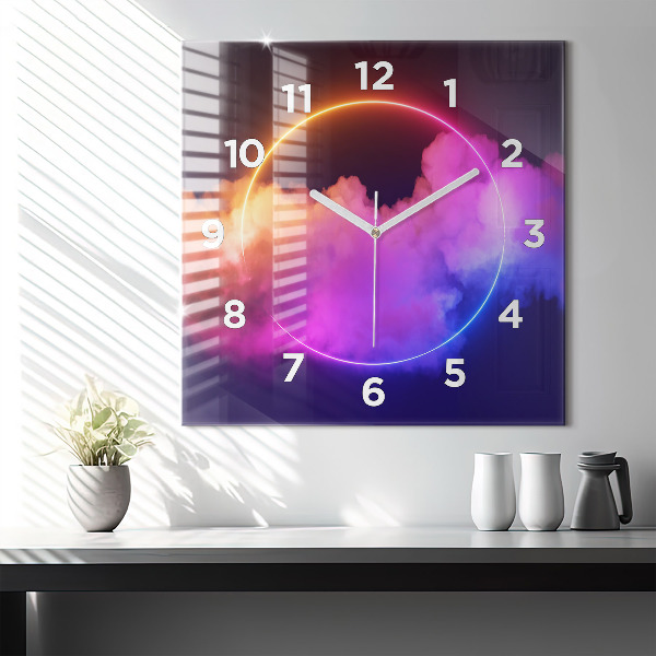 Square wall clock 3D smoke abstract
