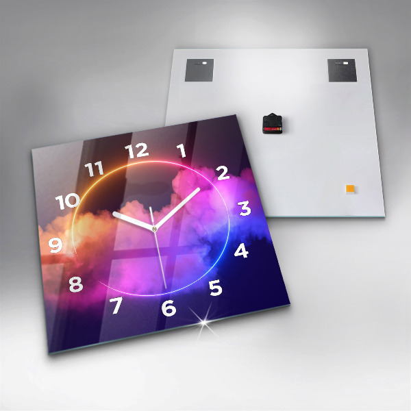 Square wall clock 3D smoke abstract