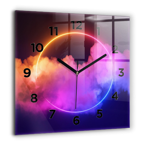 Square wall clock 3D smoke abstract