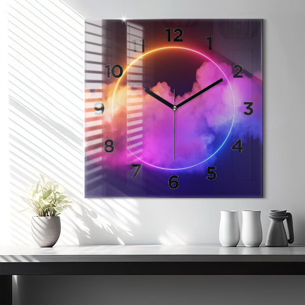 Square wall clock 3D smoke abstract
