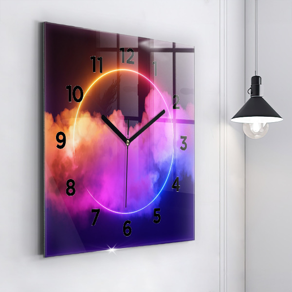 Square wall clock 3D smoke abstract