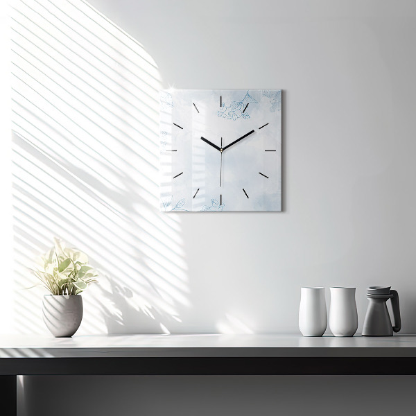Square wall clock Sketch of plants