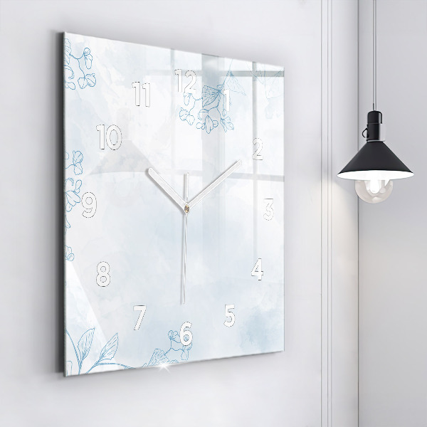Square wall clock Sketch of plants
