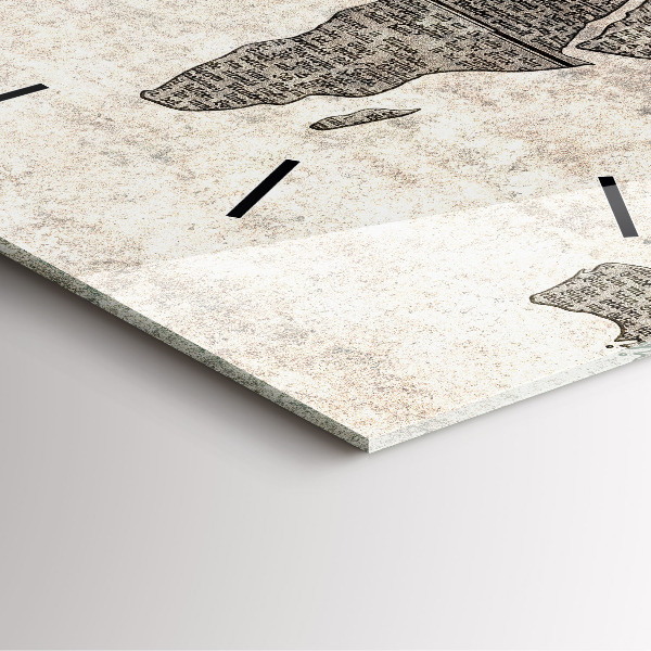 Square wall clock World map newspaper