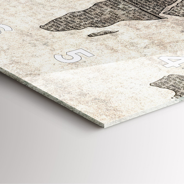 Square wall clock World map newspaper