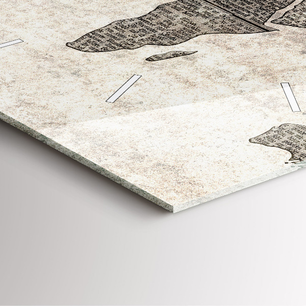 Square wall clock World map newspaper