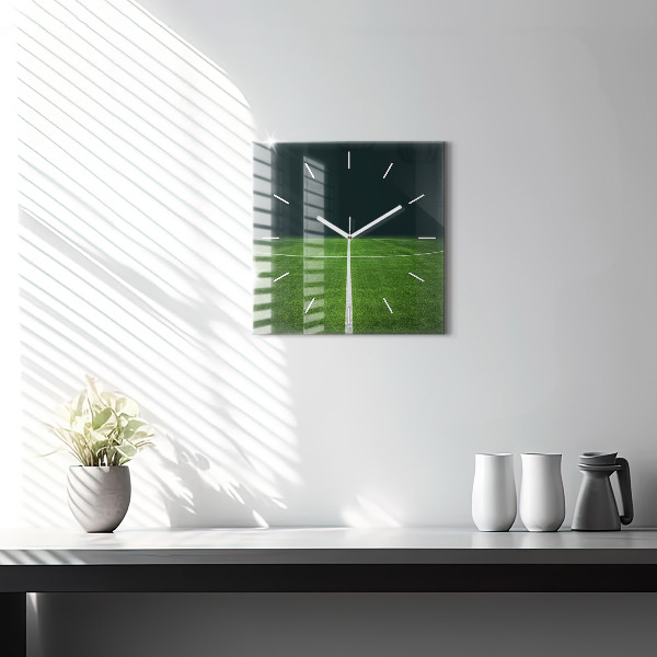Square wall clock Football pitch