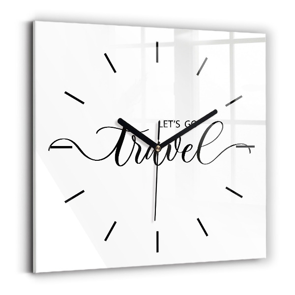 Square wall clock The inscription Travel