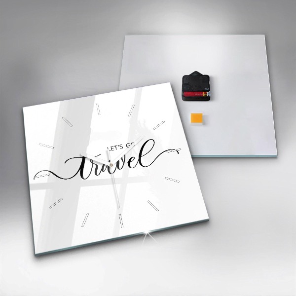 Square wall clock The inscription Travel