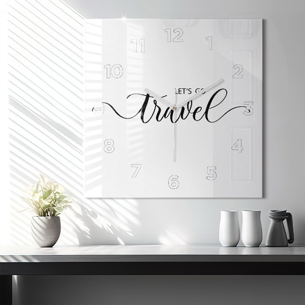 Square wall clock The inscription Travel
