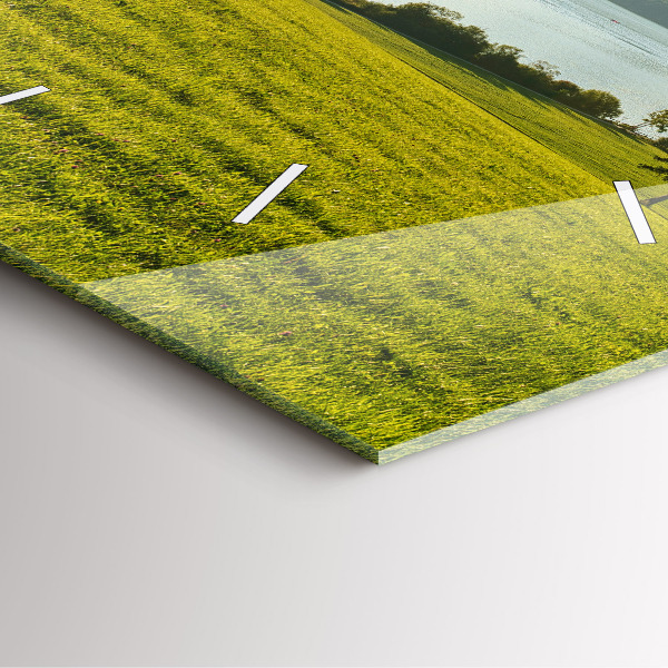 Square wall clock Mountains and field