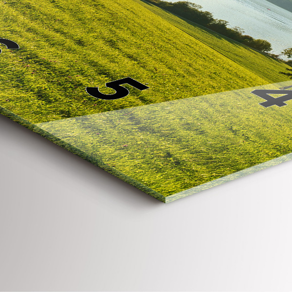Square wall clock Mountains and field