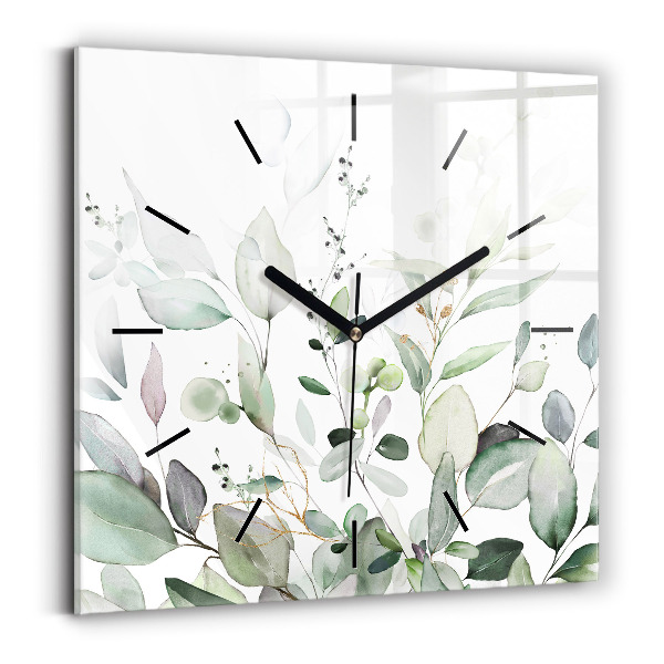 Square wall clock Plants leaves
