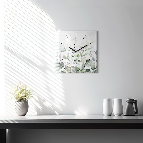 Square wall clock Plants leaves