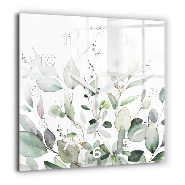 Square wall clock Plants leaves