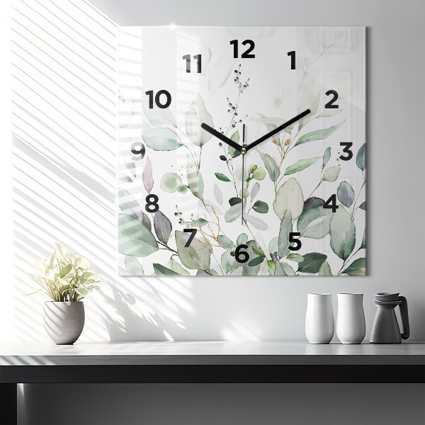 Square wall clock Plants leaves