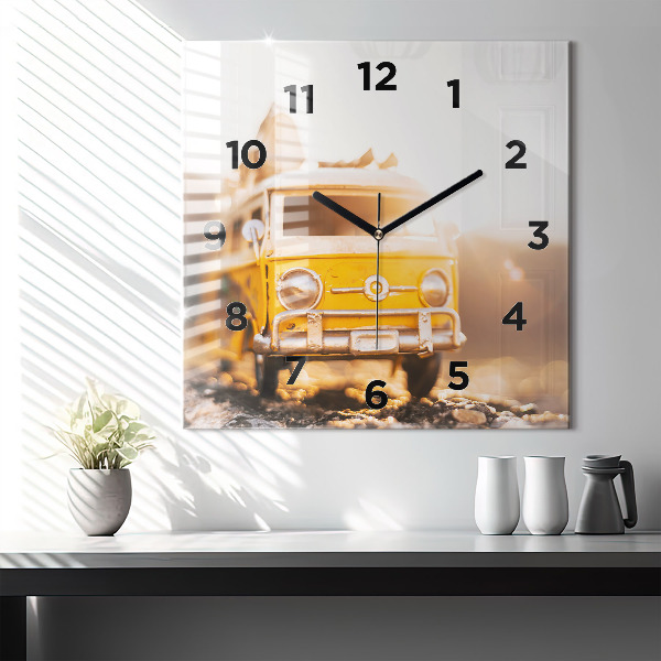 Square wall clock Car on vacation
