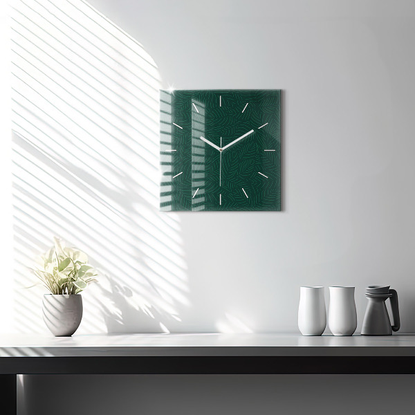 Square wall clock Leaf pattern
