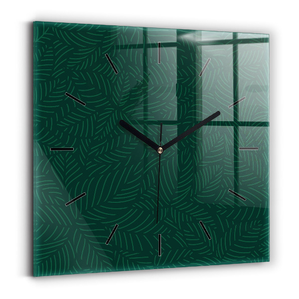 Square wall clock Leaf pattern