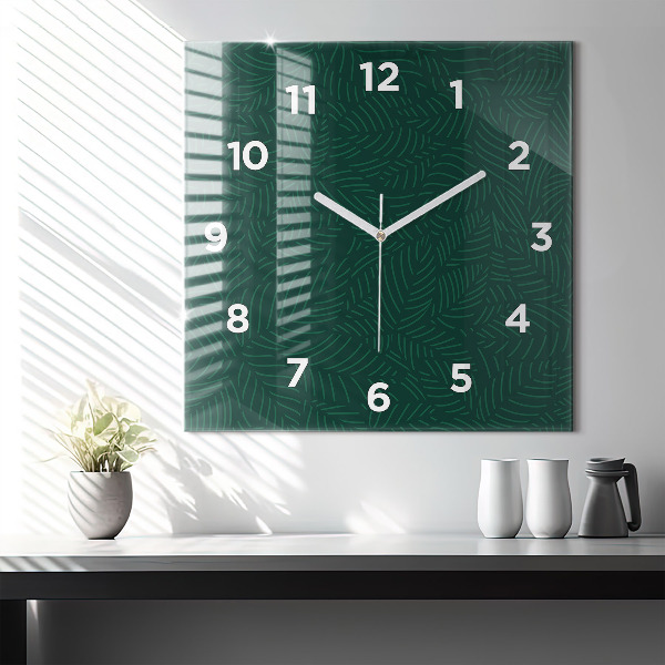 Square wall clock Leaf pattern