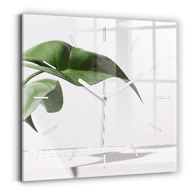 Square wall clock Abstract leaves