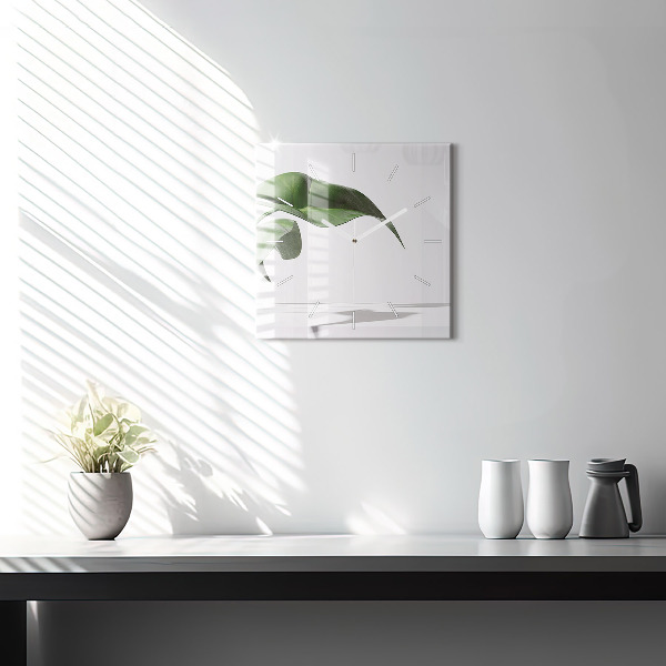 Square wall clock Abstract leaves