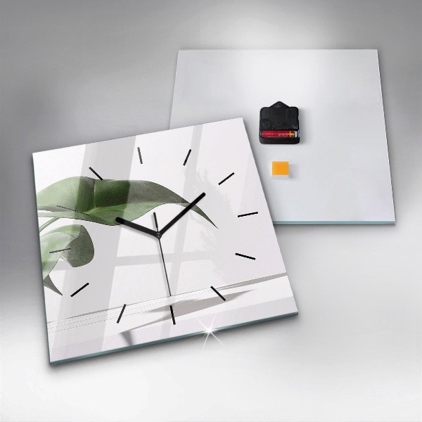 Square wall clock Abstract leaves