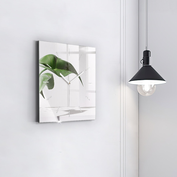 Square wall clock Abstract leaves