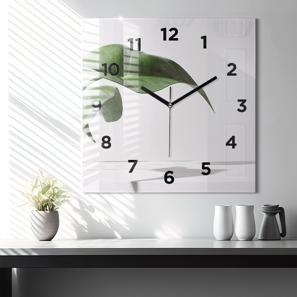 Square wall clock Abstract leaves