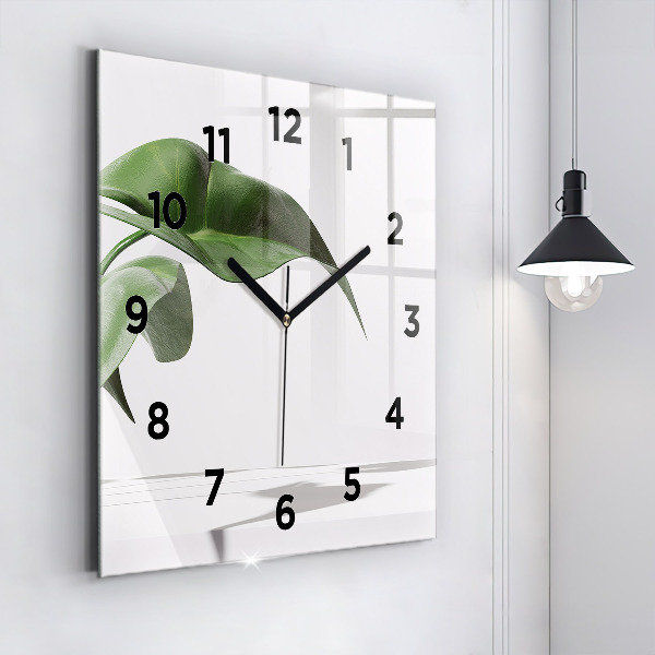 Square wall clock Abstract leaves