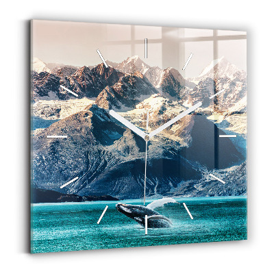 Square wall clock Whale water