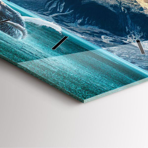 Square wall clock Whale water
