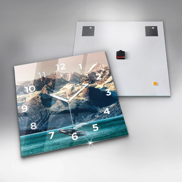 Square wall clock Whale water